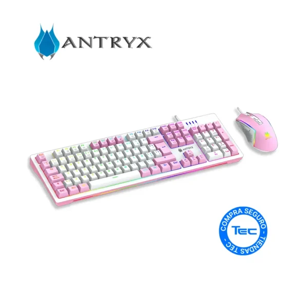 Kit Teclado y Mouse Antryx GC-5400 Pink